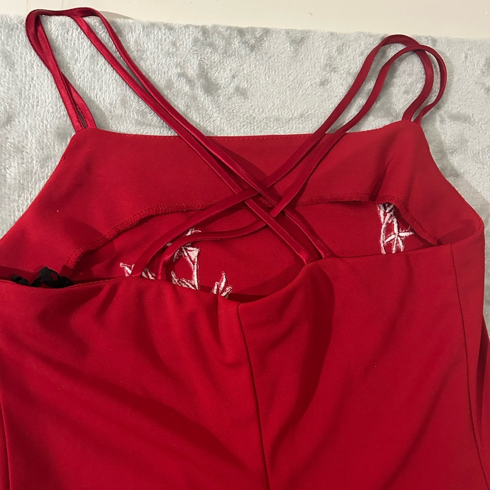 Vintage City triangles square neck maxi floral red dress - Picture 15 of 15